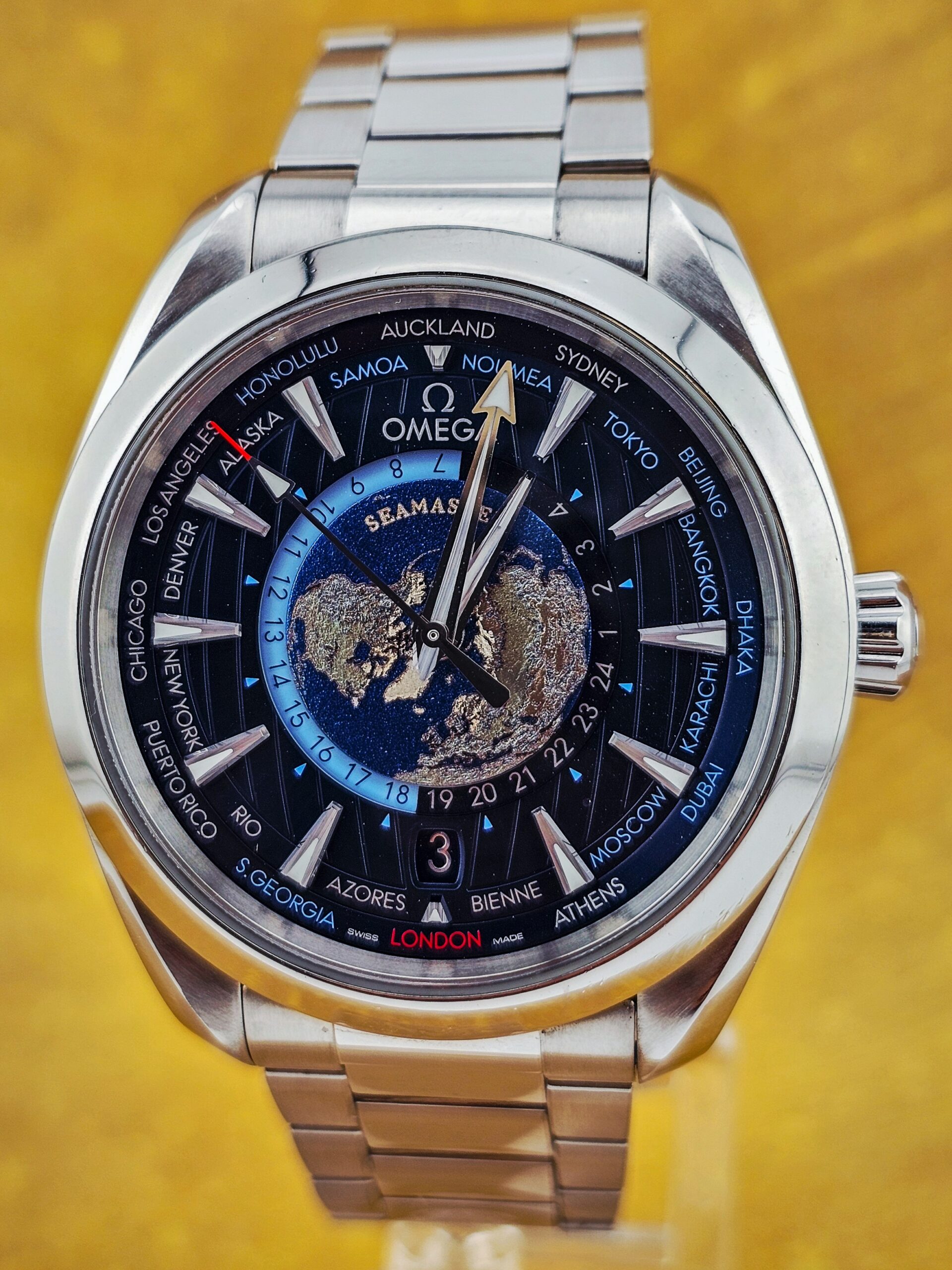 OMEGA Seamaster Aqua Terra GMT Worldtimer 150M 220.10.43.22.03.001 Full Set 43mm