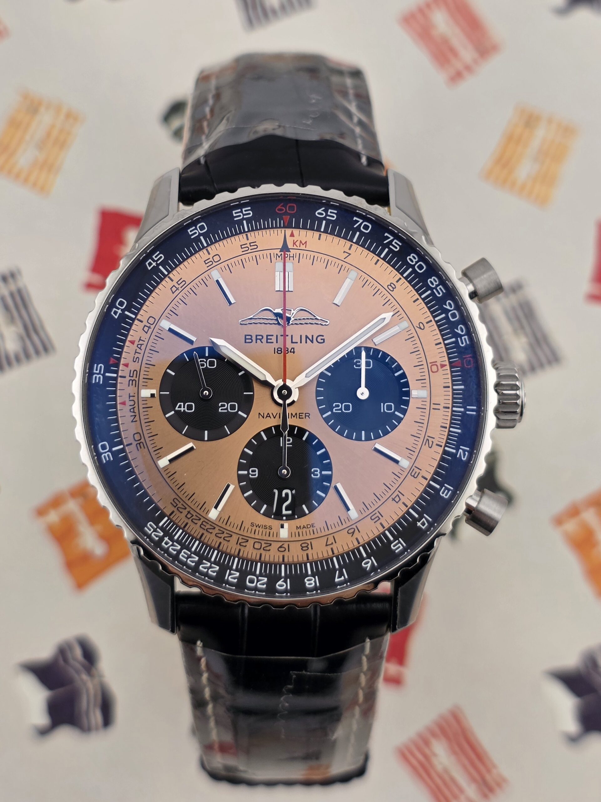 Breitling Navitimer B01 Chronograph 43mm Copper Dial Leather Brand New - Image 2