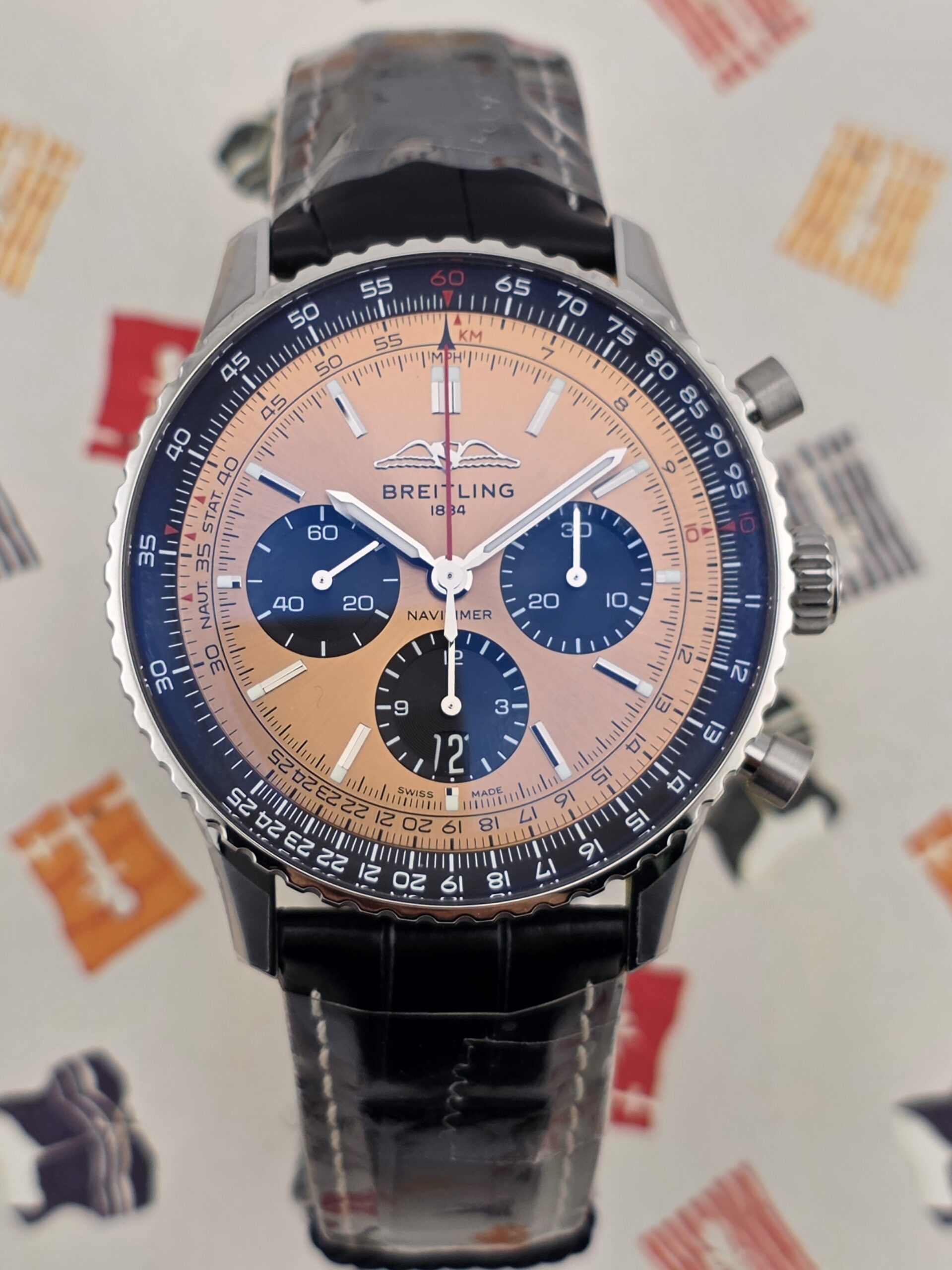 Breitling Navitimer B01 Chronograph 43mm Copper Dial Leather Brand New