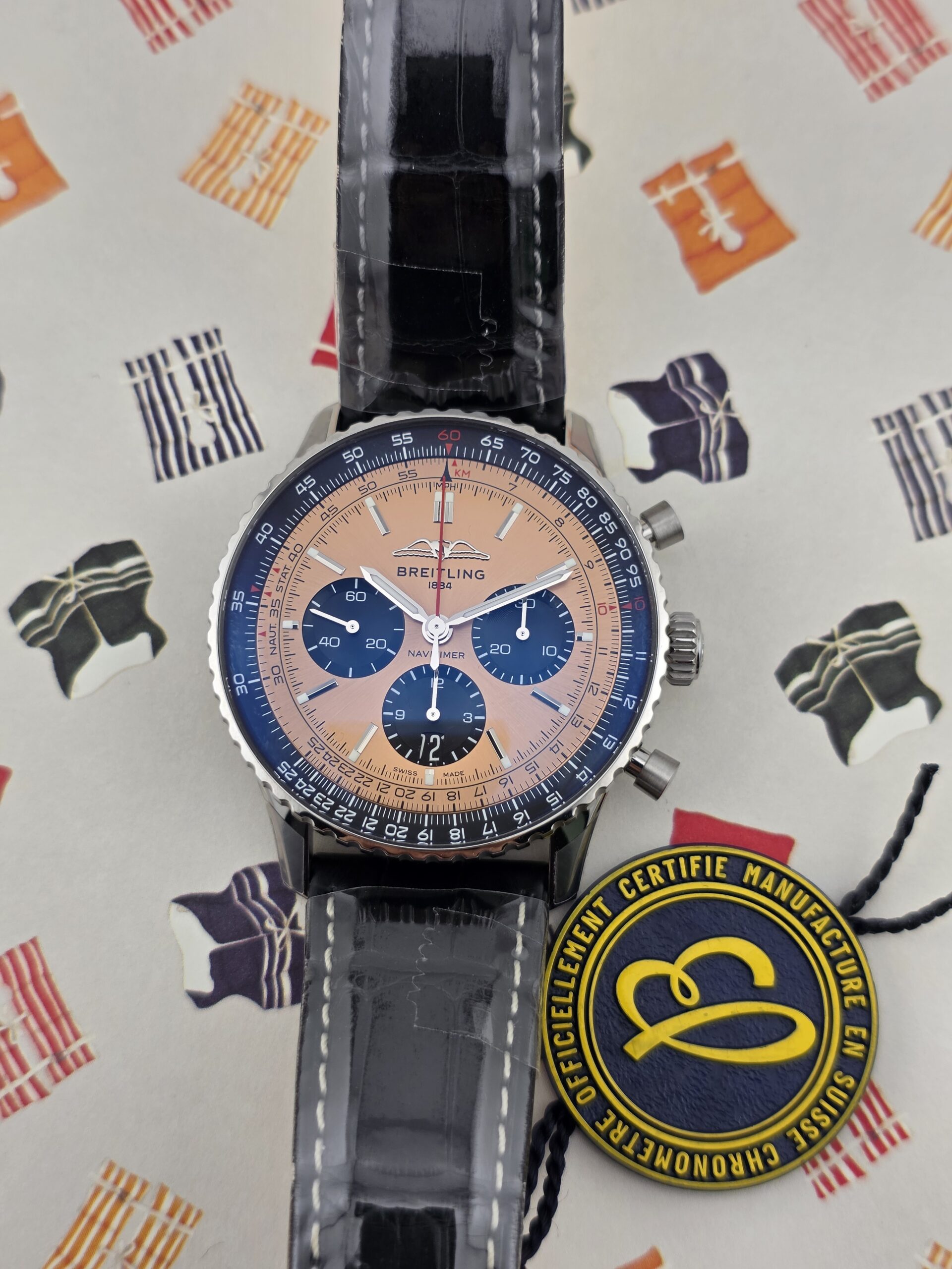 Breitling Navitimer B01 Chronograph 43mm Copper Dial Leather Brand New - Image 4