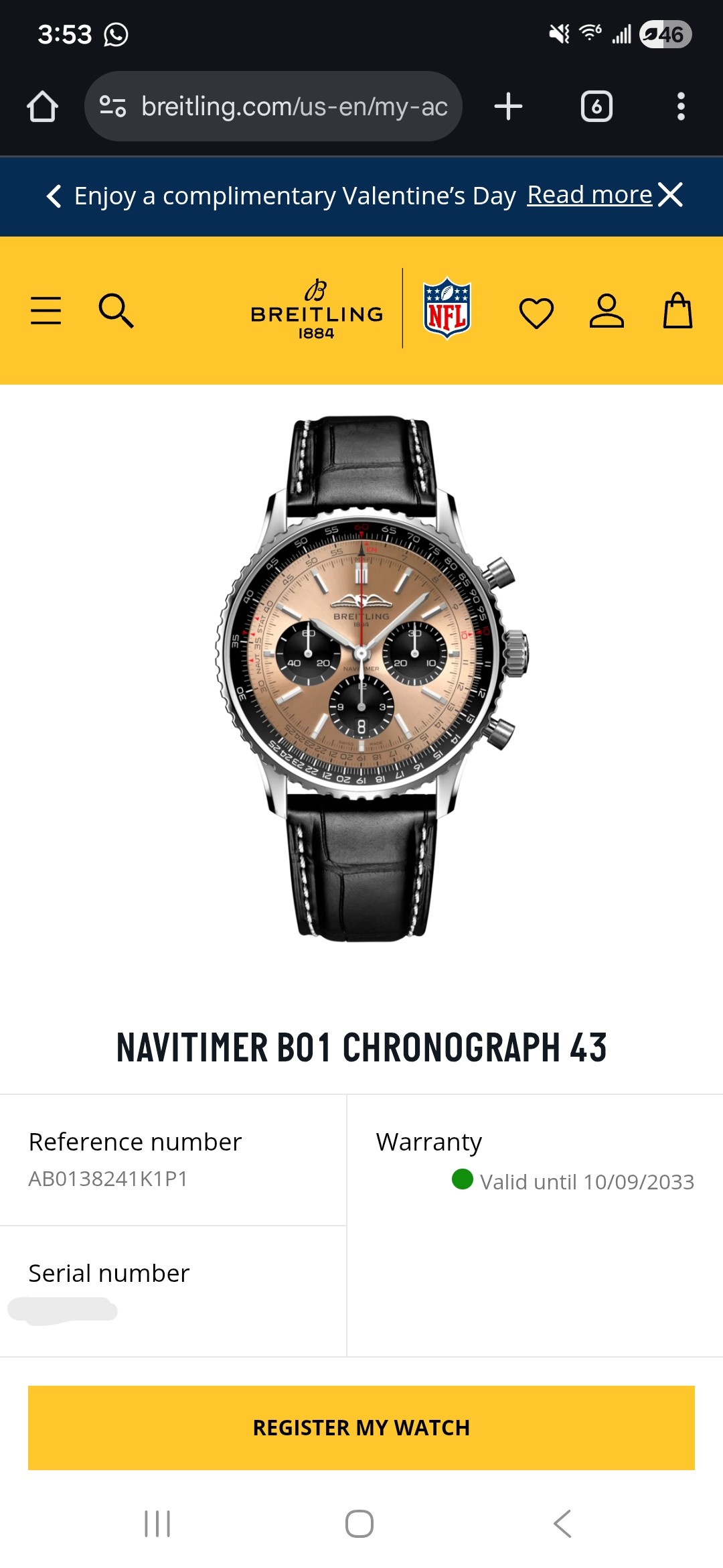 Breitling Navitimer B01 Chronograph 43mm Copper Dial Leather Brand New - Image 11