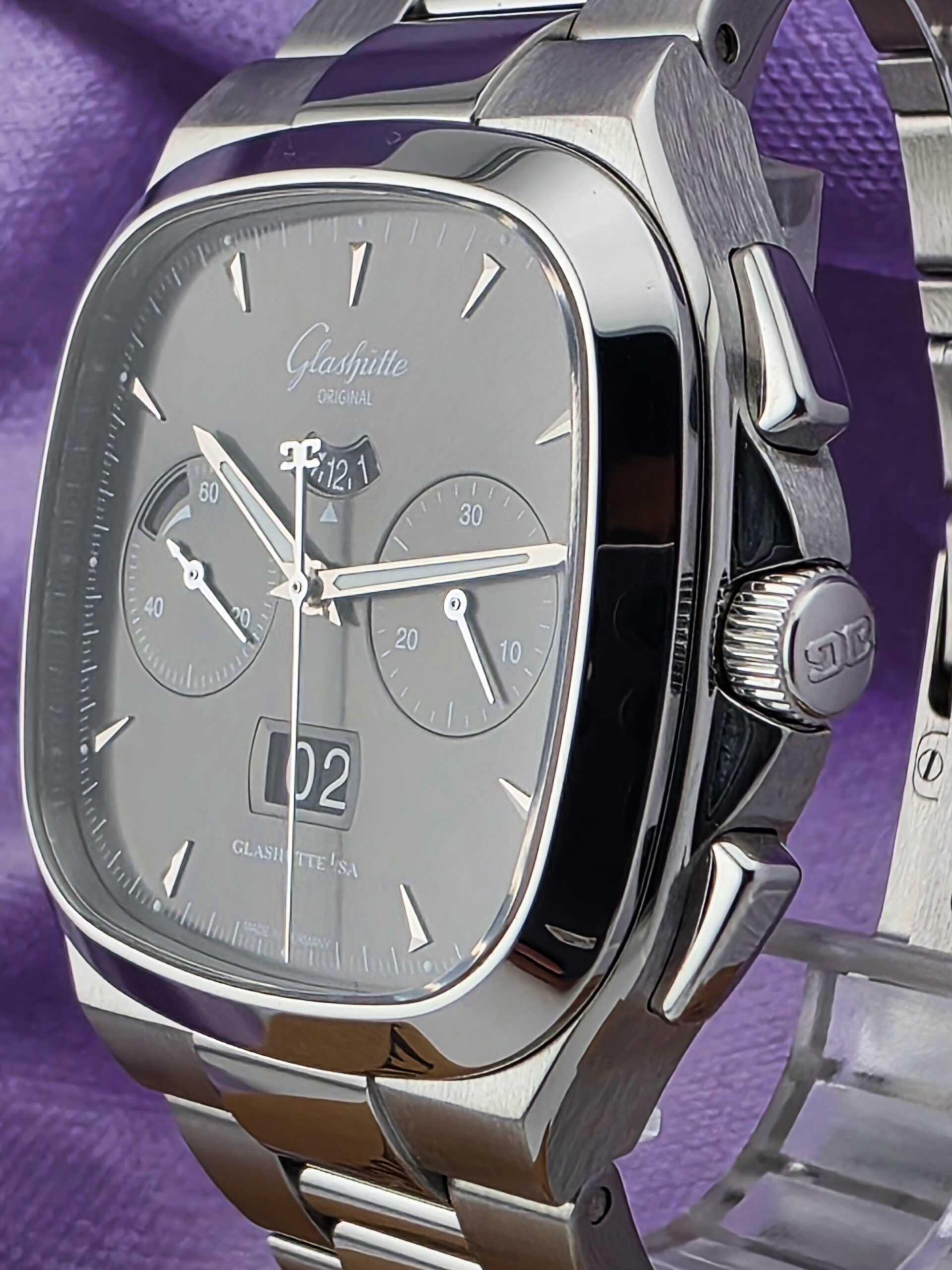 GLASHÜTTE ORIGINAL SEVENTIES CHRONOGRAPH 2019 GRAY DIAL FULLSET - Image 5
